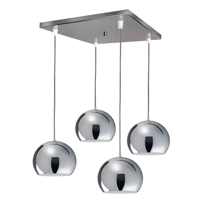 Colgante 4 Luces Cromo 15cm Base Cuadrada Deco Apto Led E27