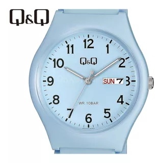 Reloj Q&q By Citizen A212j006y 100m Para Dama Liniers Color De La Malla Celeste