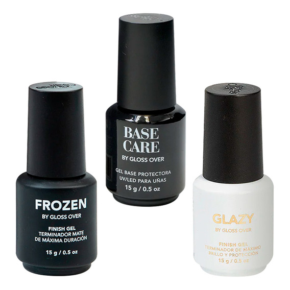 Kit Para Uñas Base Care +glazy + Frozen Gloss Over 15g 3pzas