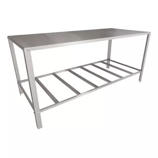 Mesa Inox Central 140x53 Cm Para Serviço Preparar Alimentos