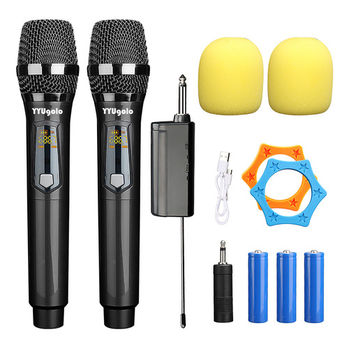 Universal Micrófono Inalámbrico Profesional YYUgolo MIC-402 Kit 2pcs Color Negro