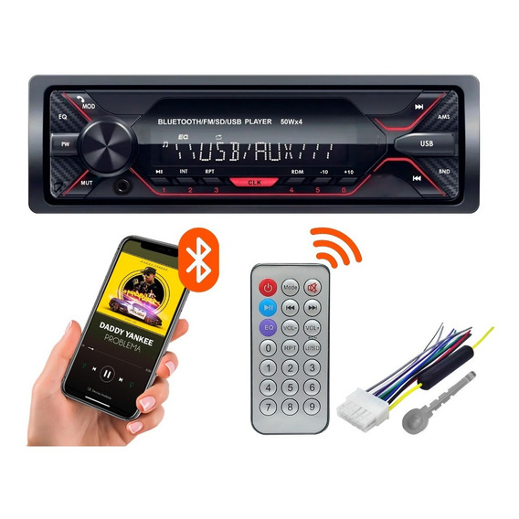 Stereo Auto Pantalla Bluetooth Mp3 Usb Fm Lcd Car Color Negro