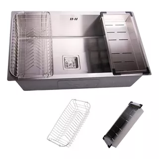 Pileta Bacha Prismal Bajomesada Acero Inox Bandeja +canasto