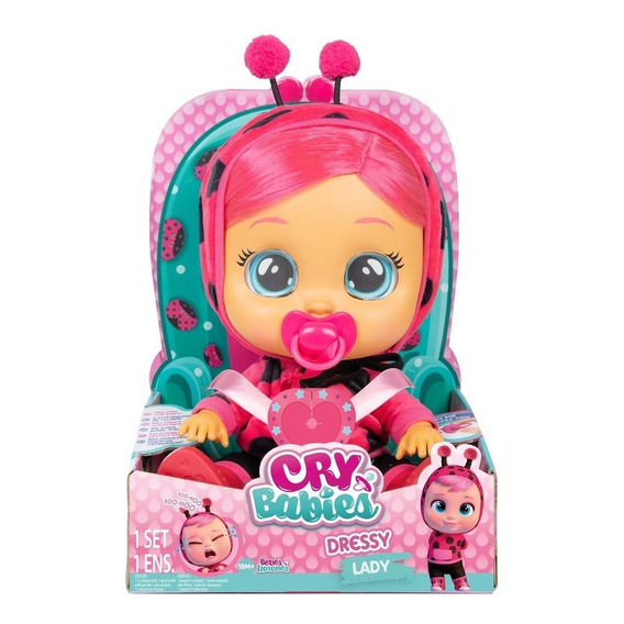 Muñeca Cry Babies Dressy Bebe Lloron Con Pelo Real Original