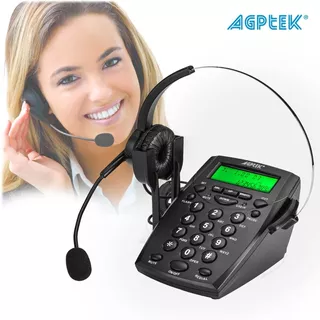 Agptek Teléfono Call Center Teclad Pantalla Headset Cintillo