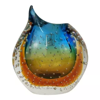 Cachepot De Murano Cristais São Marcos - Azul E Âmbar