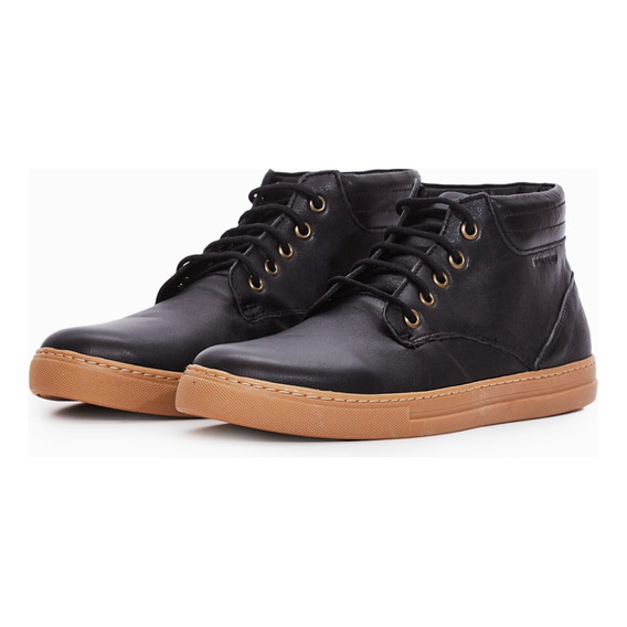 Zapatilla Urbana De Cuero Negra Floyd Hombre Boating