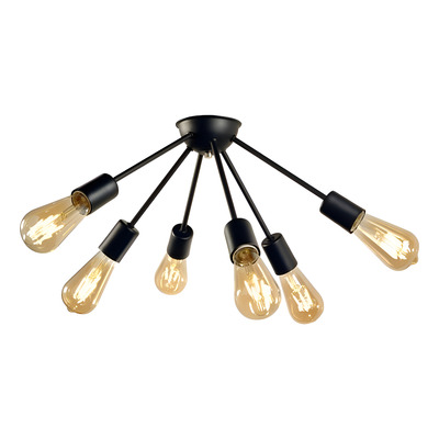 Plafon Araña Explosión 6 Luces Vintage Deco Apto Led Negro