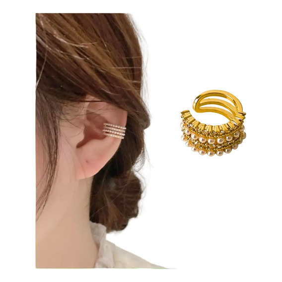 Aretes Ear Cuff Mujer Moda Ajustable Sin Perforación Four