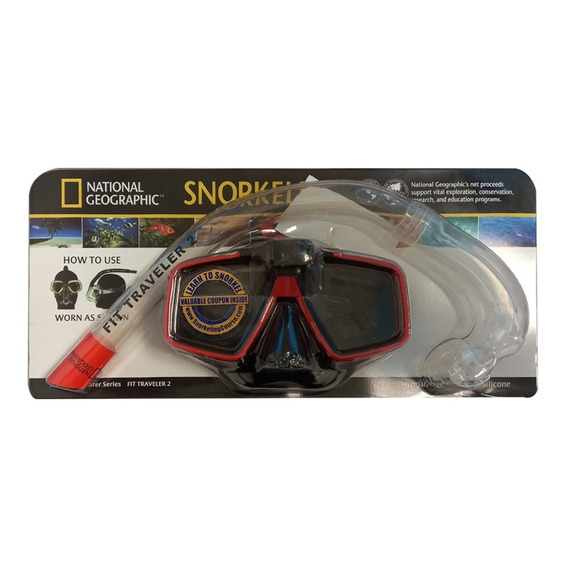 Set De Buceo Snorkel Fit Traveler 2 National Geographic Febo Color Rojo