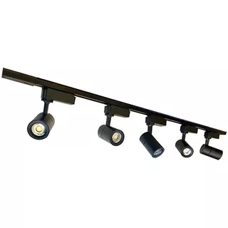 Trilho Eletrificado 1,5 Metros Preto Com 5 Spots Led 10w 