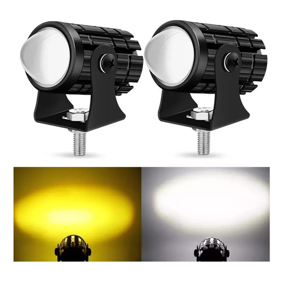 Par Faros De Lupa 60w Luz Spot Doble Color Para Auto Moto