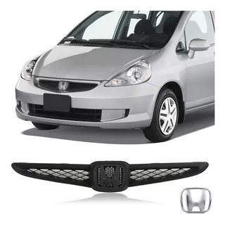 Grade Dianteira Honda Fit 2004 2005 2006 Preta Com Emblema