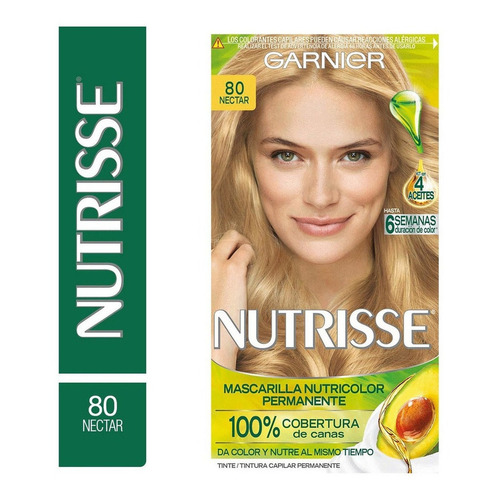 Kit Tinte Garnier  Nutrisse regular clasico Mascarilla nutricolor permanente tono 80 néctar para cabello