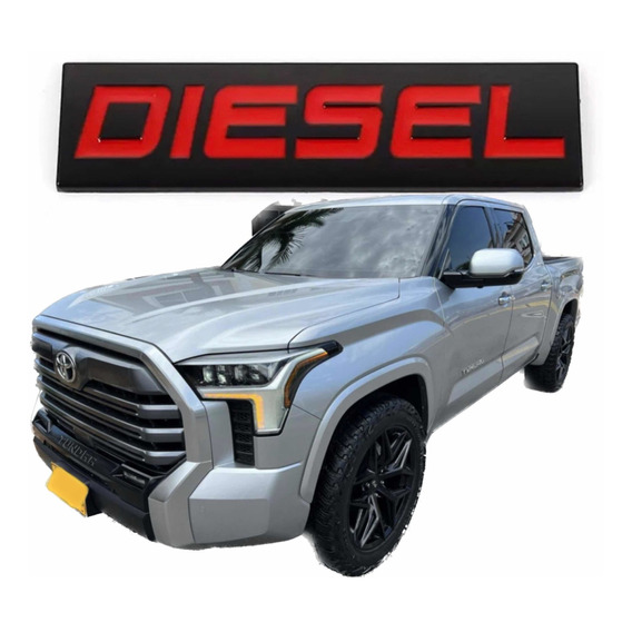 Emblema Diesel Metálico Negro Y Rojo Tapa Combustible Pickup