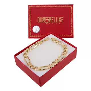 Pulsera Hombre Figaro L 8mm Plata Bañooro24k Duodeluxejoyas®