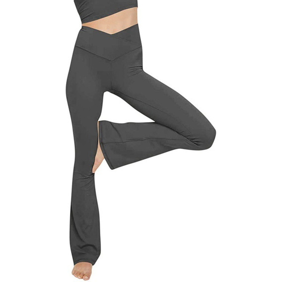 Pantalones Yoga Acampanados Cintura Alta V Casual Athletic 