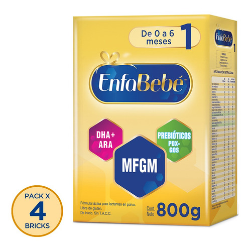 Leche de fórmula en polvo sin TACC Mead Johnson EnfaBebé 3 en caja de 1 de 800g - 12 meses a 3 años