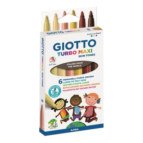 Marcadores Giotto Turbo Maxi Skintones X 6 Colores Piel