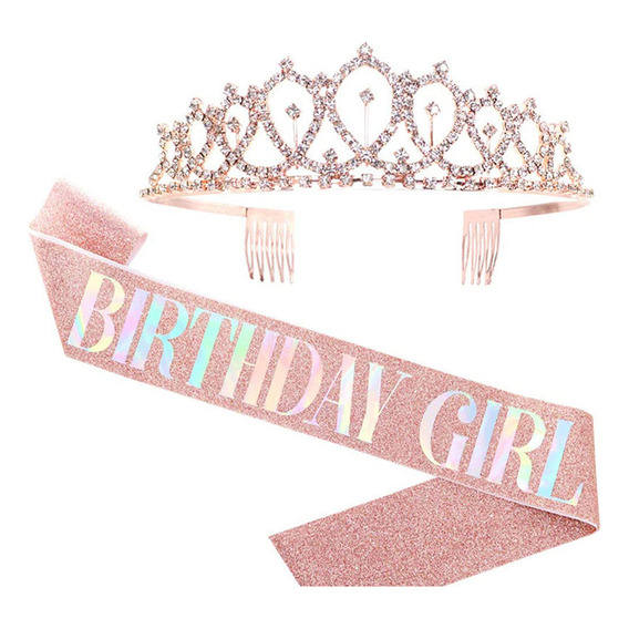 Corona Cumpleaños Diseño Princesa Con Faja Para Mujeres Niña