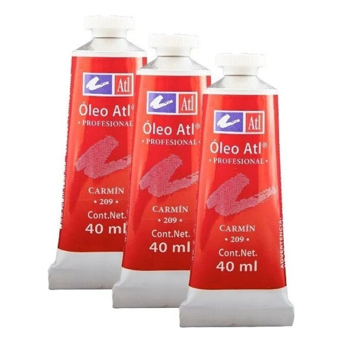 Oleo Atl T-14 40ml Arte Pintura Colores A Escoger 3 Pack Color del óleo Carmin No. 209 3Pzs