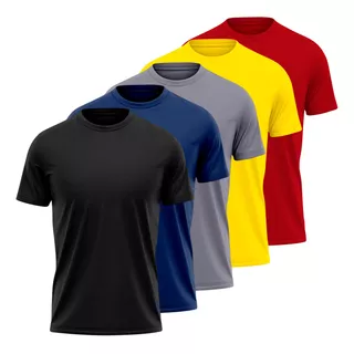 Kit 5 Camisetas Masculina Dry Fit Tradicional Lisas Básicas