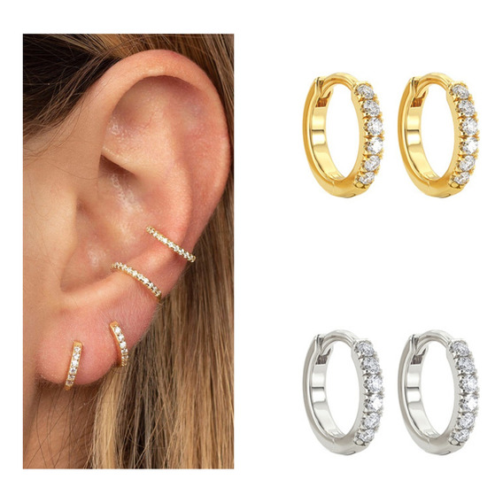 Aretes Arracadas Mini De Oro Huggie Dorado Plateado Goldrose