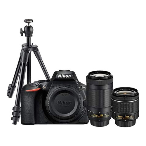 Nikon Kit D5600 + lente AF-P DX 18-55mm VR + lente AF-P DX 70-300mm DSLR color  negro + Tripie