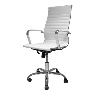 Cadeira Escritório Presidente Pu Alta Eames Branca Cor Branco Material Do Estofamento Couro Sintético