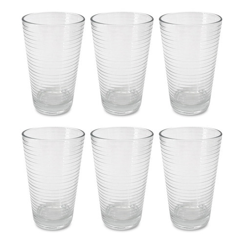 Set X 6 Vasos De Vidrio Transparente Uptown Alto 415 Ml