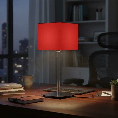 Velador Con Pie De Acero Platil Pantalla Cuadrada