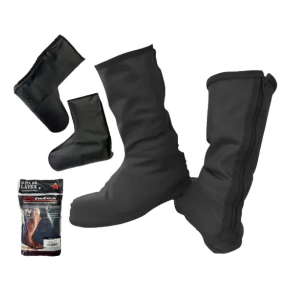 Botas Zapatones Impermeables Motociclismo Látex Negros