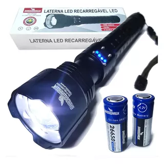 Lanterna Tática Led Super Potente Recarregável Com Brinde Cor Da Lanterna Preta Cor Da Luz Super Branca