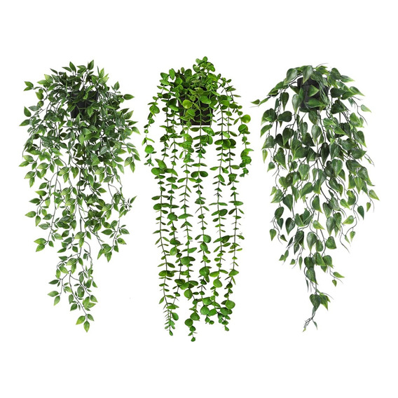 Plantas Artificiales Colgantes Decorativa Con Macetas 3 Pcs