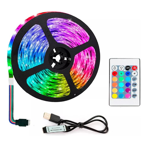 Cinta Tira Led 5 Metros Control Rgb 5050 Usb 5v