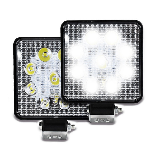 2 Faros 9 Hiper Led Auxiliar Cuadrado C/estrobo 