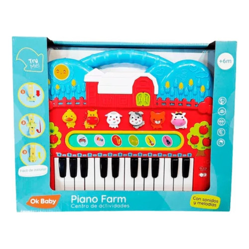 Piano Teclado Musical Granja Centro De Actividades Okbb0320 Color Rojo