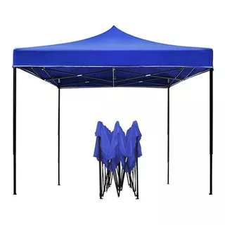 Toldo 3x3 Plegable Vanlig Metálico Inoxidable Lona, Resiste Lluvia Color Azul 