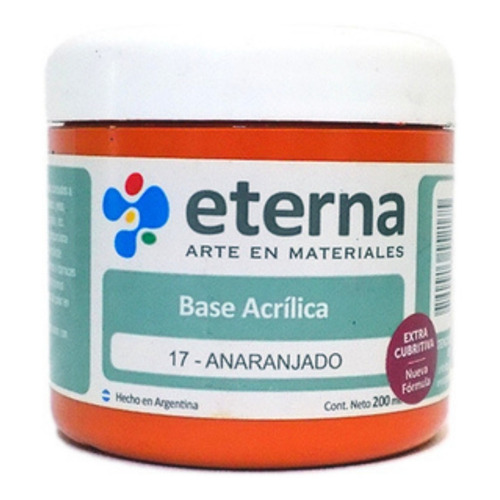 Base Acrilica Eterna 200 Ml En La Plata Color del óleo 17 Naranja