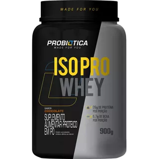 Whey Isolado Iso Pro Whey Protein 900g Probiótica Sabor Chocolate