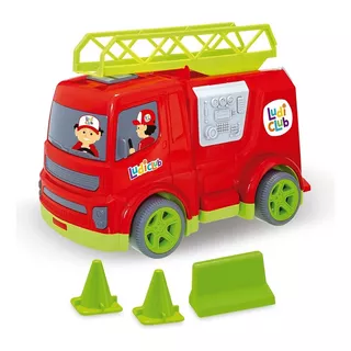 Caminhão Brinquedo Infantil Ludi Club Bombeiro Com Acessório Cor Sortido