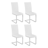 Silla Living Comedor Cocina Set X4 Tapizada Niviko Reforzada Estructura De La Silla Gris Asiento Blanco Diseño De La Tela Cuerina