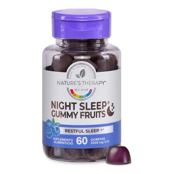 Night Sleep Gummy Fruits, Para Adultos, 100% Natural Nature´s therapy® Sabor Mora