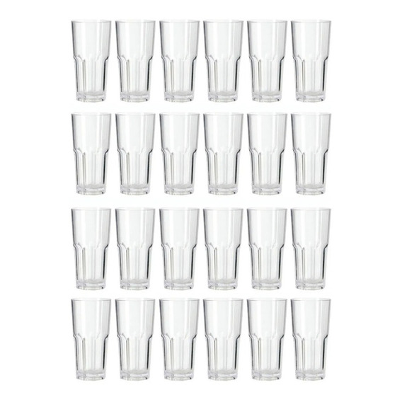 Vaso Trago Largo De Acrilico Facetado 330ml Transparente X24