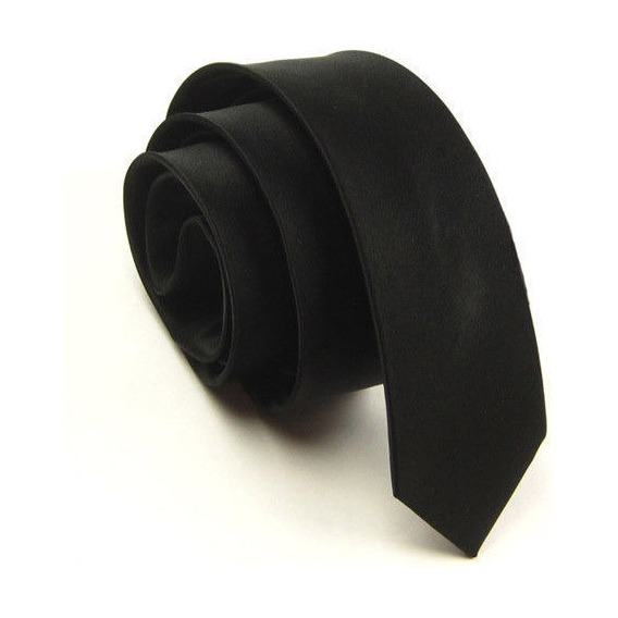 Corbata Negra Solido Slim Satinada Hombre Y Mujer / Impoluz