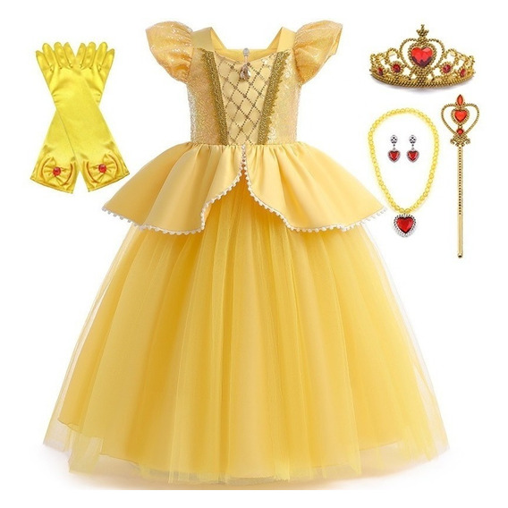 Vestido De Princesa Bella Disfraz Beauty Y Beast Para Niños Navidad Cumpleaños Cosplay Fiesta Halloween