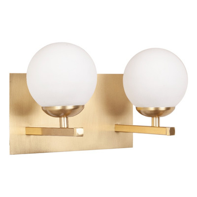 Aplique 2 Luces Elyn Dorado Globo Opal Apto Led G9 Deco