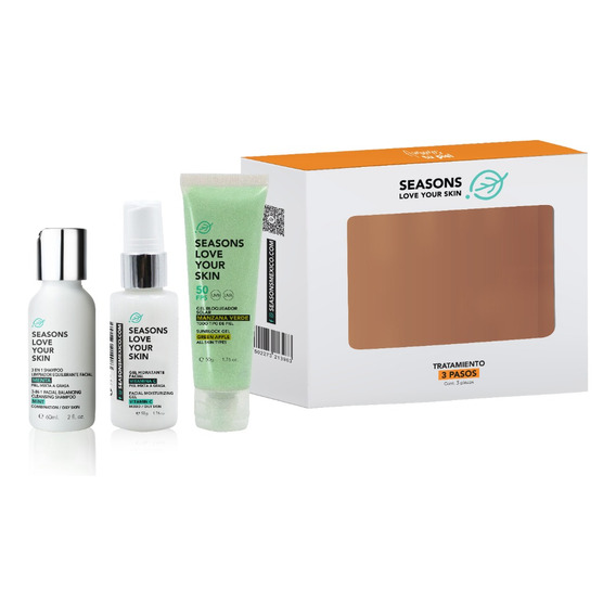 Kit Skincare Facial 3 Pasos Rutina Básica Seasons