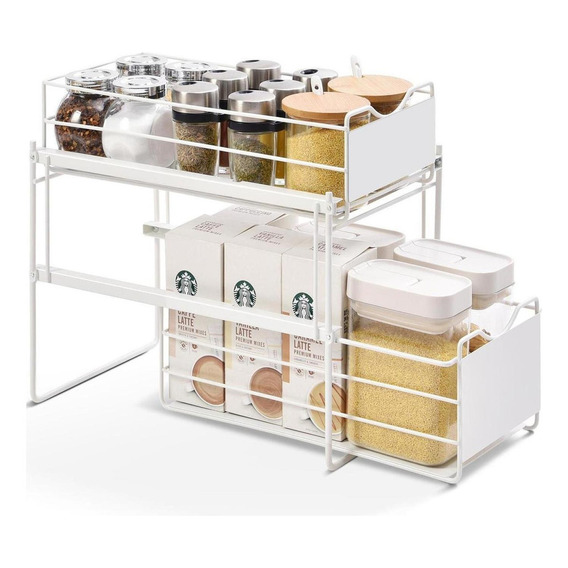 Organizador Estante Multiuso Casatua Lavaplatos Cocina Baño Color Blanco