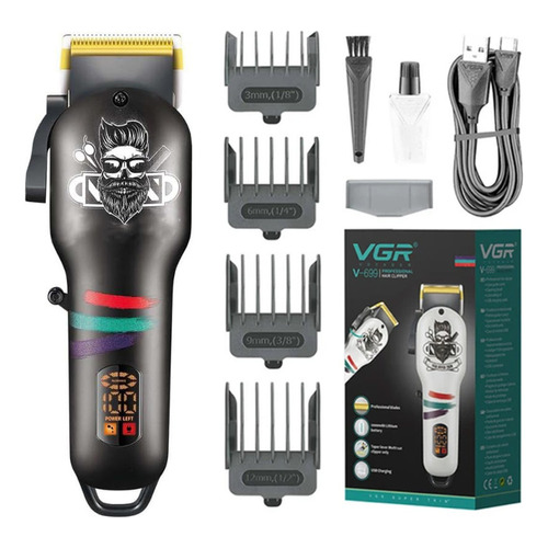 Máquina Cortar Pelo Clipper Vgr V-699 Profesional Peluqueria Color Negro